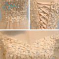 Diseños personalizados Crystal Lace Appliques Prom Dress Mujer